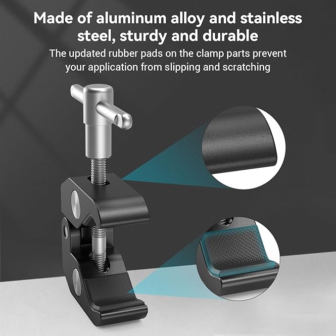 SmallRig 9.8" Magic Arm Clamp Kit with Super Clamp, Adjustable Articulating Arm Friction Arm for Monitor, LED Lights 2066B and 735