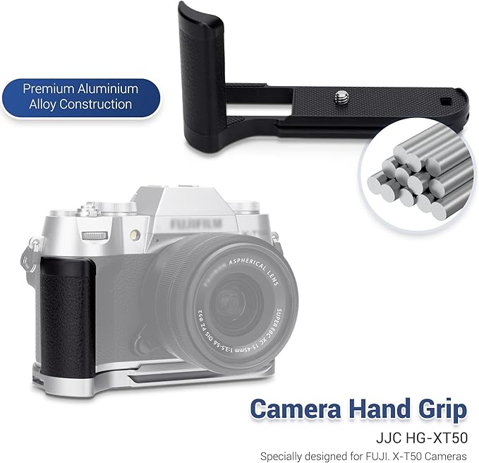 X-T50 Handgrip,L-Shape Bracket Handle for Fujifilm X-T50 XT50 Camera with Built-in Arca Quick Release Plate & Battery Compartment Opening,X-T50 Hand Grip Holder Anti-Slip Pads Design - Black