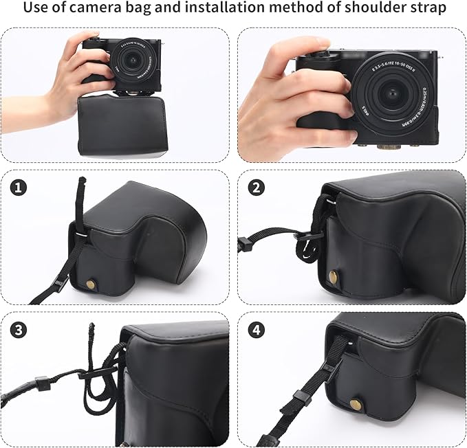 Hargedis for Sony ZV-E10 II case Premium PU Full Body Leather Camera Case Bag for Sony ZV-E10 II Fit 16-50mm Lens with Camera Shoulder Strap