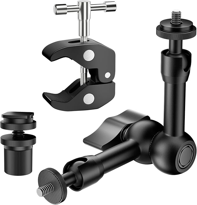 EMART 6inch Articulating Magic Arm Camera Mount with Super Clamp, Friction Power Adjustable Camera Mounts & Clamps with Magicarm and Cold Shoe for Photography/Videography/Webcam/Flash Light