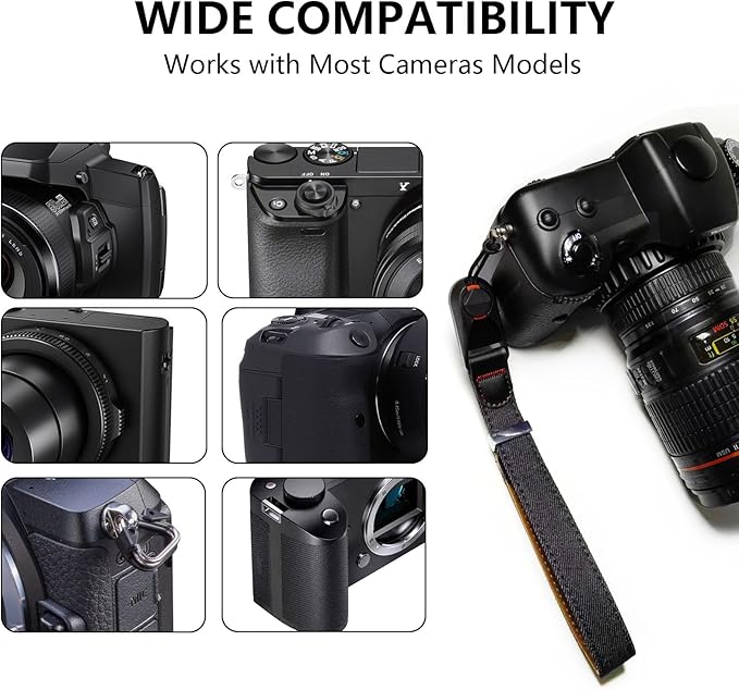 Camera Wrist Strap for Travel & Vlogging, Adjustable Quick Release Hand Strap for Secure Grip, Fit for Sony, Canon, Nikon