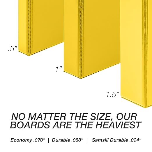 Samsill Durable 0.5 inch 3 Ring Binder, Made in USA, D Ring Binder, FSC 100% Recycled Chipboard, Yellow
