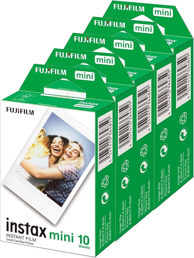 Fujifilm Mini Instant Film, 10 Sheets×5 Pack(Total 50 Shoots)