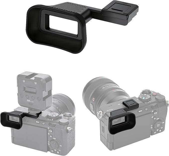 A7C II A7C R Soft Rubber Eyecup Eyepiece Viewfinder, JJC Eye Cup for Sony Alpha A7CII A7C2 A7CR Cameras(Not for A7C), with Hot Shoe Adapter & Cover, Not Affect to Use Camera’s Hot Shoe & LCD Screen