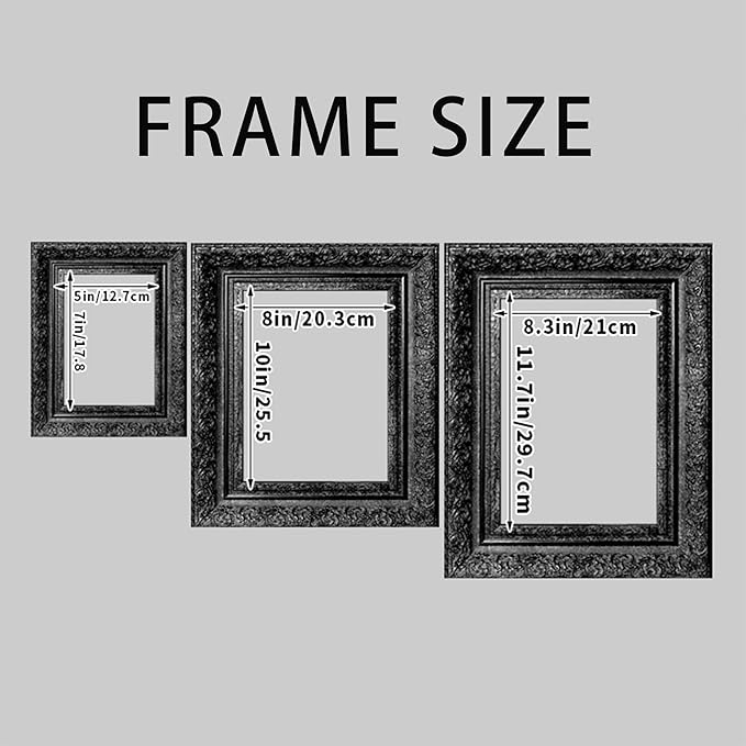 Vintage Picture Frame, Decorative Wall Hanging and Tabletop Display Photo Frame (Black, 5X7)