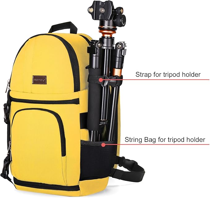 MOSISO Camera Sling Bag, DSLR/SLR/Mirrorless Camera Case Shockproof Photography Camera Backpack with Tripod Holder & Removable Modular Inserts Compatible with Canon/Nikon/Sony/Fuji, Yellow