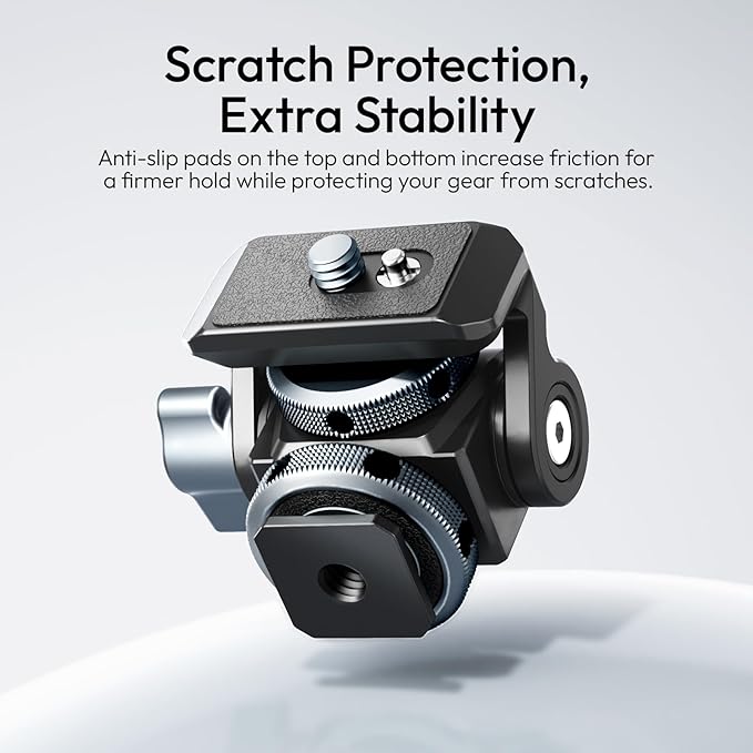 ULANZI CO82 Camera Monitor Mount with Cold Shoe, Universal 1/4" Mount for 5" & 7" Camera Field Monitor, Bouncy Locating Pins, Anti-Twist Swivel 360° and Tilt 180° Angle Adjustable Holder