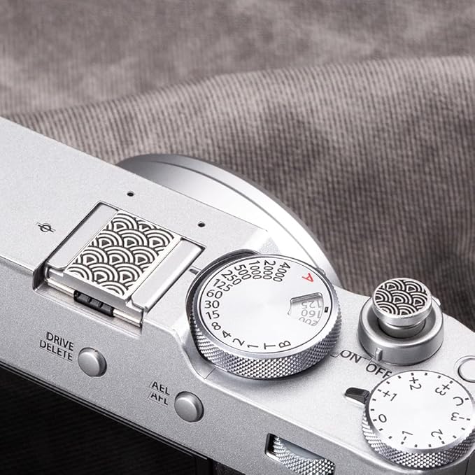 Suitable for Fuji XPRO3/xpro2/xpro1/xa7/xa5/xe3/xe4/xt30/xt4/xt5 Nikon zf/zfc Shutter Button Retro Wave hot Shoe Cover and Shutter Button (Spray Shutter Button and hot Shoe Cover)