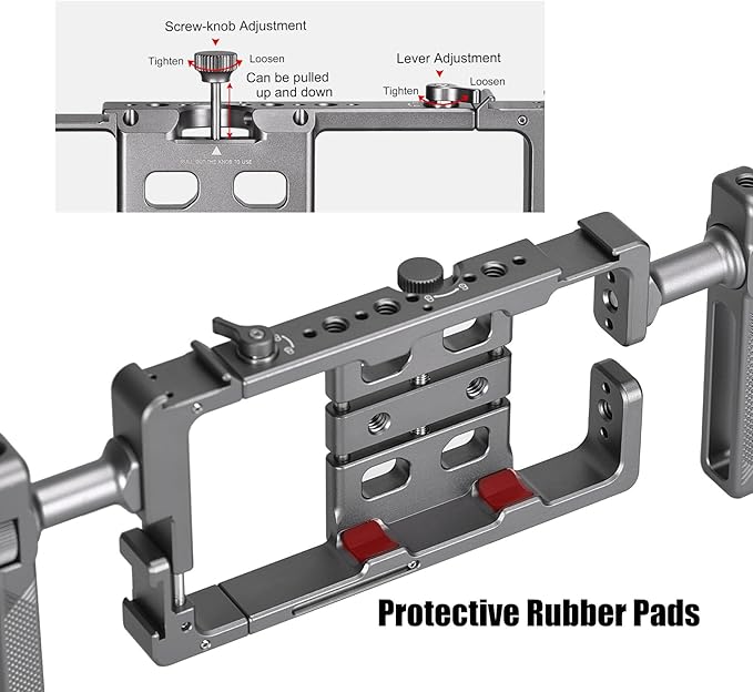 SUNWAYFOTO PCR-01 Smartphone Cage Universal Phone Video Rig Kit with Handle, Phone Stabilizer for Video Recording Cell Phone Filming Accessories