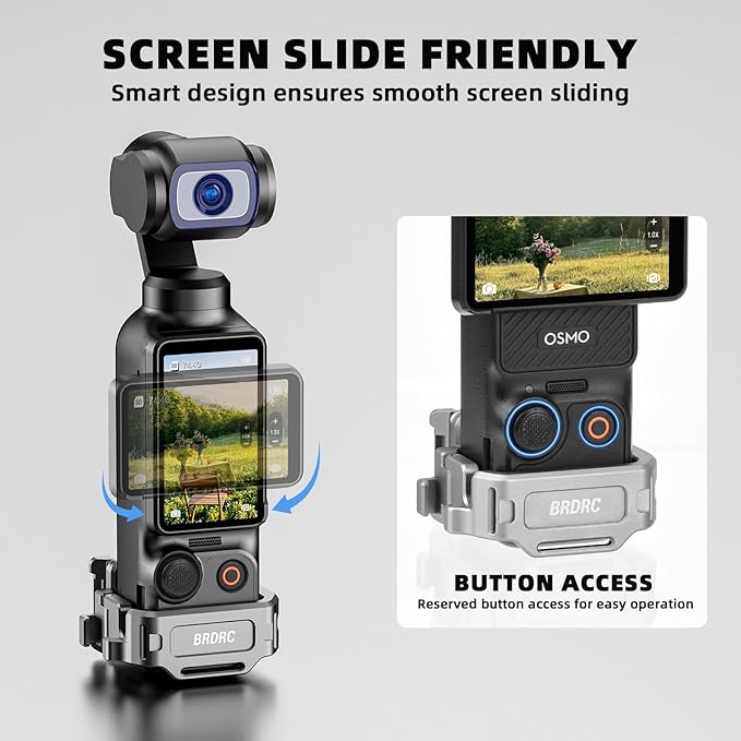 BRDRC Pocket 3 Cage Expansion Adapter, Aluminum Alloy Mount Metal Bracket Attachments with 1/4 Screw Holes, for GoPro Adapter, Cold Shoe, for Osmo Action Quick-Release for Creator Combo Accessories