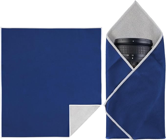 Walking Way Protective Wrap, Self-Adhesive Magic Cloth Camera Wrap, Storage Cloth, Anti-Scratch, Dustproof, Washable Lens Pouch for DSLR, Smartphones, Laptops, Cosmetic (Classic Dark Blue, 13.78 inch)