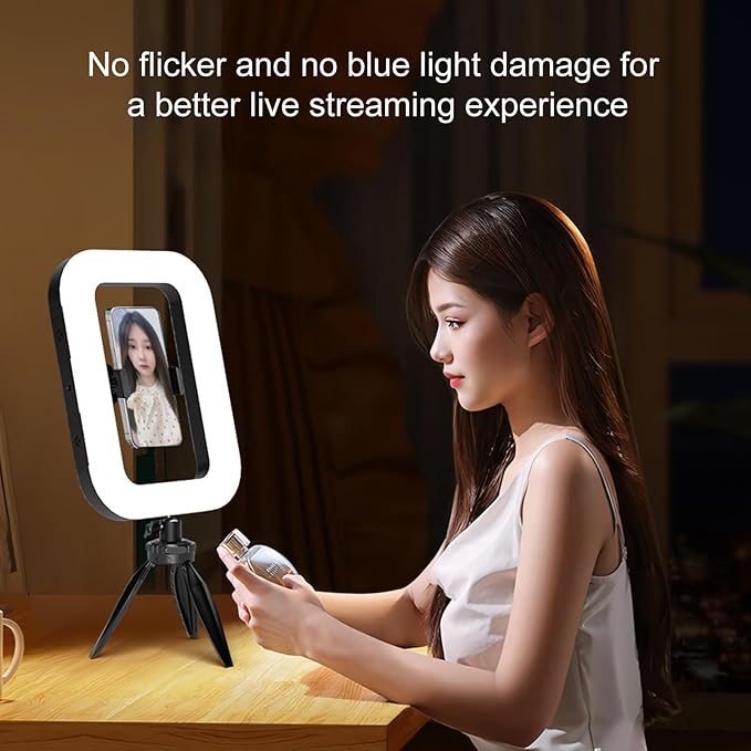 Yunseity Smartphone Video Rig with Light, 240 LED Beads 1500mAh Battery 96+ CRI, with 3 Cold Shoe Mounts for Video Recording Live Streaming Makeup