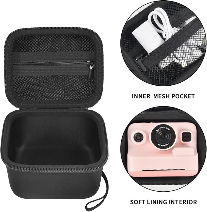ANKHOH Case for Dylanto/for DUDUDRAGON/for Yehtta/for Gofunly/for LETSHAH Kids Camera Instant Print, 1080P Kid Cameras Storage Organizer Gifts Bag for Printing Paper and Toy Accessories,Black-Only Box