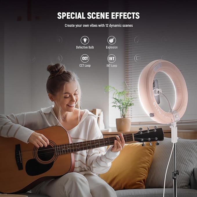 NEEWER 14" Inflatable Large Ring Light with Tripod Stand/Phone Holder/Remote, 35W Portable LED Ringlight 2900-6500K 2400lux CRI95+ for iPhone Selfie Streaming Video Recording Makeup Lash Studio, RA14B