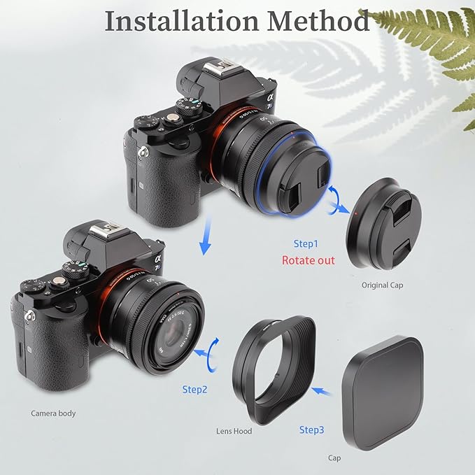Haoge LH-S245G Metal Bayonet Square Lens Hood for Sony FE 40mm F2.5 G FE 50mm F2.5 G FE 24mm F2.8 G Lens, RX1RIII RX1R RX1RII rx1m2 rx1 R iii m3 Camera Shade with Cap on Sony A7CII A7R4 5