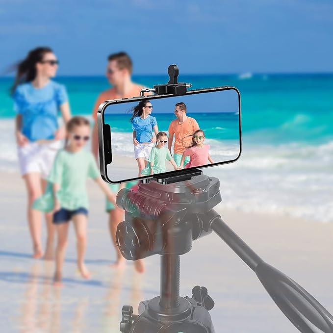 Tripod Phone Mount Holder - Adjustable Phone Holder Clip for Tripod iPhone Mount Adapter Cell Phone Clamp, Fits iPhone 16 15 14 13 12 Pro Max Galaxy S24 S23 Android Smartphones