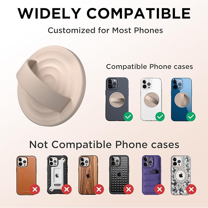 Magnetic Phone Grip Ring Holder, Liquid Silicone Magnet Cell Phone Grip Finger Loop, Compatible with Magsafe, Back of Phone for iPhone 17/16/15/14/13/12 Series, Oat