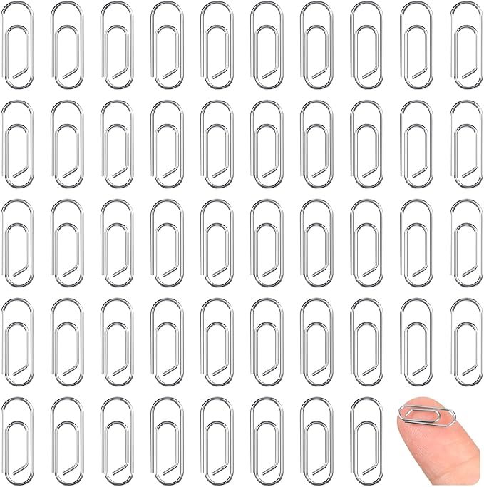 100 Pieces Metal Mini Paper Clips 0.59inches (15mm) Finish Steel Tiny Journaling Decorative Small Paper Clips Clamps Office Paperclip for Document Sorting and Organizing