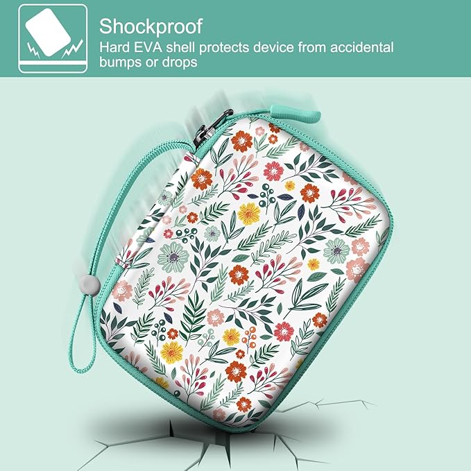 FINTIE Kids Camera Case Compatible with Goopow/Seckton/Dylanto/Mgaolo/Masterbee/CIMELR/Desuccus Kids Digital Camera Toys, Children Carrying Bag, Birthday Festival Gift, Spring Bloom