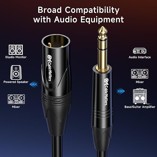 Cable Matters 6.35mm (1/4 Inch) Long TRS to XLR Cable - 35ft, Male to Male XLR to TRS Cable, Black – Not for Microphone Use