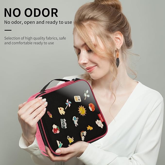 Enamel Pin Display Book, Small Collections or Travel Pin Trading Book, Pin Collector Display Bag,6-Page Pin Display Board,Pin Display Case (Rose Red)