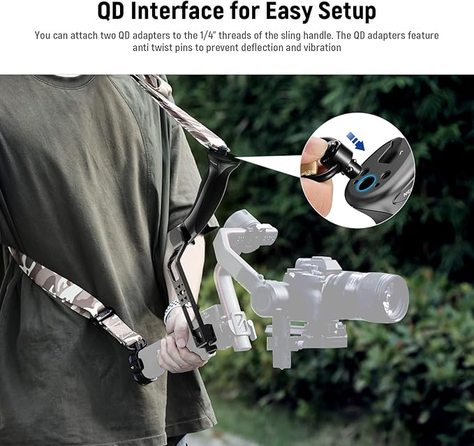 NEEWER BASIC Adjustable Gimbal Sling Handle Grip Compatible with DJI Ronin RS4 Mini RS4 RS4 Pro RS3 Mini RS 3 Pro RS 2 RSC 2 Stabilizer, Ergonomic Handgrip Low Angle Shots Accessories Expansion, CA143