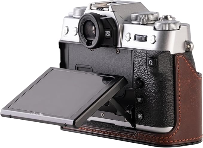 Handmade Genuine Leather Camera Half Case for FUJIFILM X-T30III /FUJIFILM X-T30III Camera Case/FUJIFILM X-T30III Case - Top Layer Cowhide Body + Metal Base Plate (Matte-Brown)