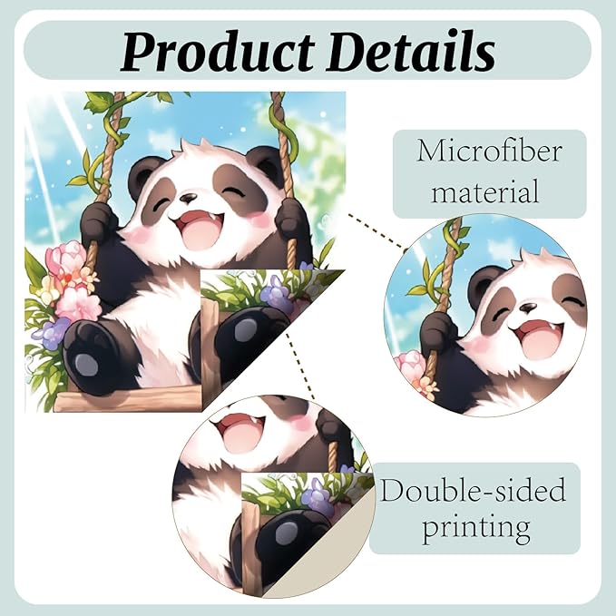 CREATCABIN 6 Packs Cute Panda Glasses Cleaning Cloth Microfiber Cloth Soft Multi-Color Cleaner Sunglasses Reusable Thicken Wipes Clothes for Eyeglasses Camera Cell Phone Lens Screens 6 x 6 Inch