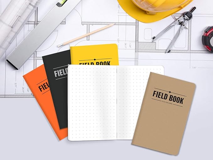 Elan Publishing Company Field Notebook/Pocket Journal - 3.5"x5.5" - Combination of Kraft, Black, Orange, Yellow - Dot Graph Memo Book - Pack of 5