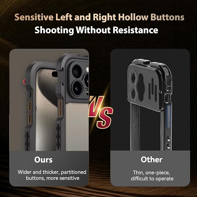 Andoer Portable Phone Cage with Dual Handles Mobile Phone Video Rig Handheld Smartphone Stabilizer Several Cold Shoe Mounts Replacement for iPhone 15 Pro