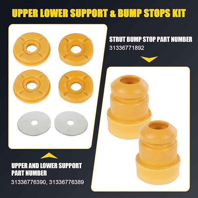 Front Strut Shock Mount Kit Upper Lower Support and Bump Stops Compatible with 2007-2014 BMW X5 xDrive30i X6 xDrive50i Replaces 31336788776, 31336774738（14Pcs)
