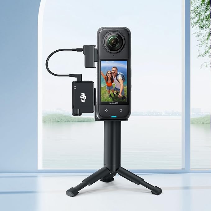 CYNOVA Insta 360 X4 DJI Mic Mini Mount, Invisible Mic Bracket for Insta360 X4 Accessories, Compatible with Insta360 X4 / X3（with 3.5mm Audio Cable）