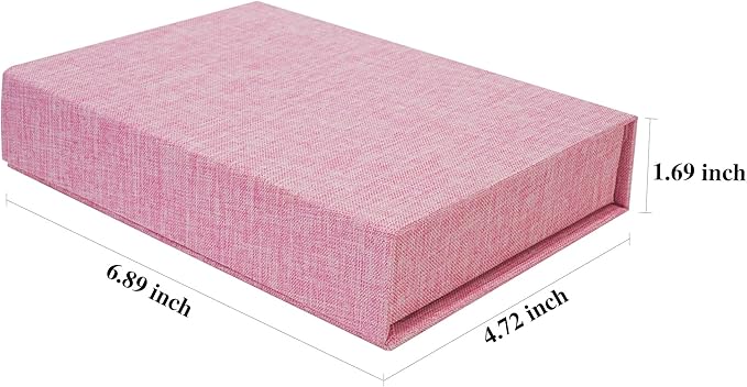 Hiwhy Photo Storage Box 4x6, Linen Photo Box, Memory Box Perfect to Store Your Photo, Pictures, Certificates, Scrapbooking Supplies, Keepsakes and Jewelry Pink