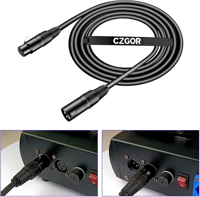 DMX Cable 6.5 ft, 10 Pack Flexible 3 Pin XLR Male to Female Cable Wire for Stage Lighting Signal XLR Connection Stage Light Wire for Par Light Moving Head Spotlight Input & Output