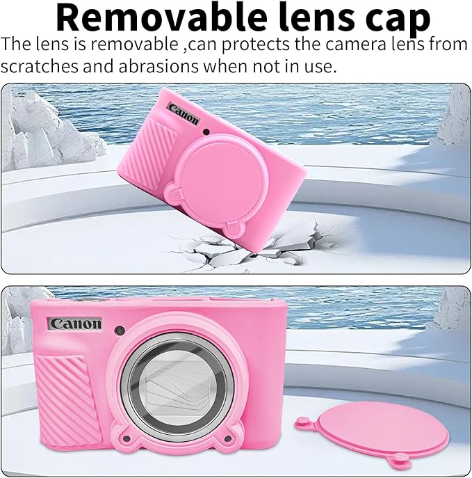 SX740 Camera Case, SX740 Camera Cover Silicone Sleeve Protective Case with Removable Lens Cover, Anti-Scratch Soft Camera Body Skin for Canon PowerShot SX740/SX730 HS Camera,Pink
