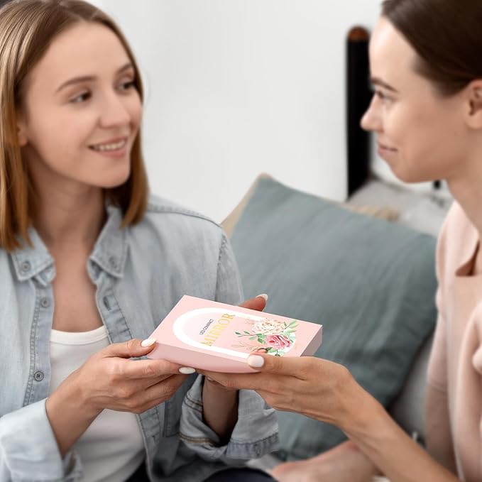 Compact Mirror with Light, 1X/3X Magnification LED Travel Pocket Makeup Mirror with 3 Color Modes, Rechargeable and Dimmable, Portable Lighted Mirror for Women – Pink