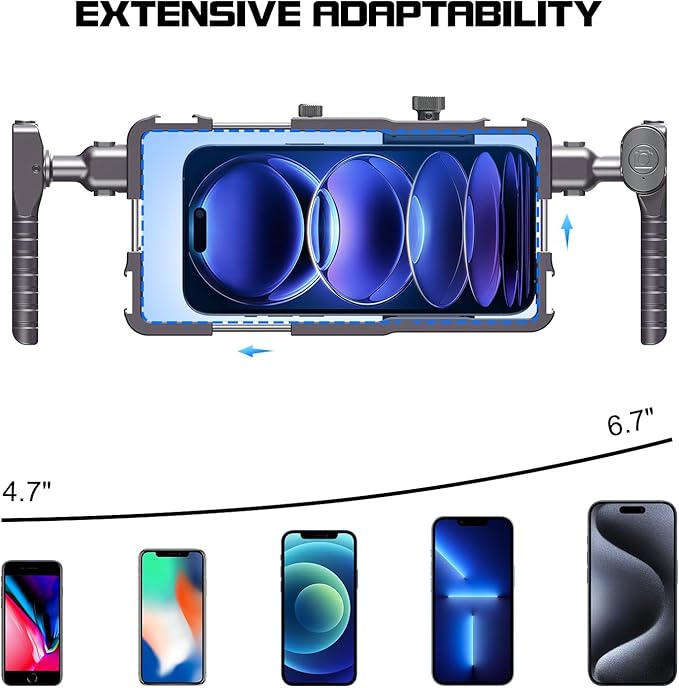 Upgraded Universal Smartphone Video Rig with Handles 67mm Filter Adapter Anti Drop, Phone Cage Stabilizer for Video Recording, Handheld Filmmaking Vlog Case Stabilizer for Videomaker
