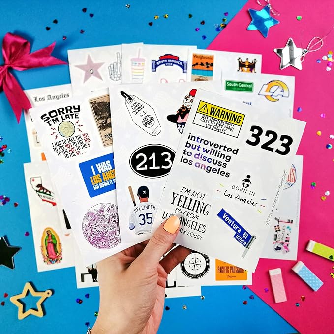 BulbaCraft 100 Pcs Los Angeles Stickers, LA Stickers, Los Angeles Gifts and Souvenirs, LA Party Decorations, Gifts for Women & Men