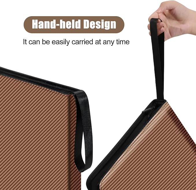 eTone Film Negative Storage Box, PU Leather 3-Ring Binder Album, Gold Foil, 13.18x7.08x1.96 Inch, Velvet Lined for 35mm 120 4x5 8x10 Negatives (Brown)