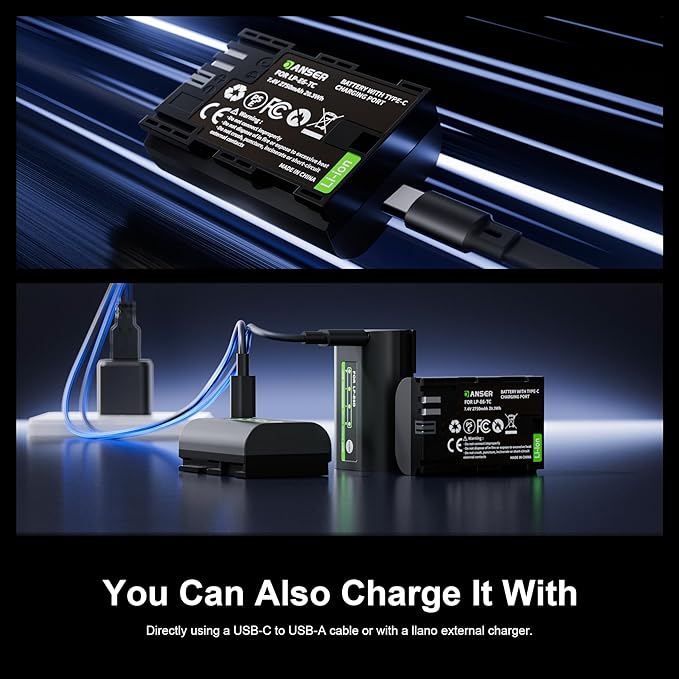 3 Pack LP-E6N LP E6 Battery Replacement with USB Charging, 2750mAh x3 Type-C Charging Rechargeable Camera Battery for Canon EOS 5DS R5 R6 R7 6D 7D Mark II III IV 60D 70 80D 90D XC10 XC15