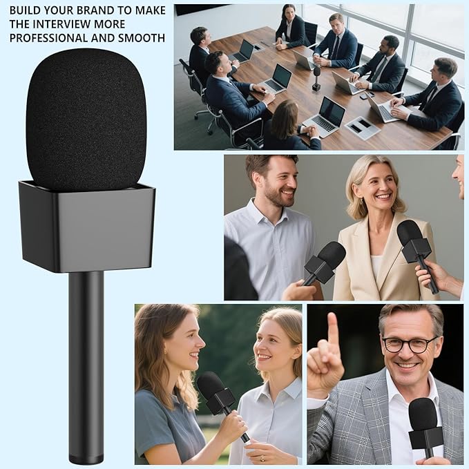 Mic Handle for DJI/DJI Mini/3, Microphone Holder for Rode Wireless GO/Hollyland Lark/Lavalier Mic, Universal Magnetic Mic Stand, Mic Holder with 3 Pop Filter for Vlogging, Interview, Podcast, Reports