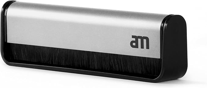 am Vinyl Record Cleaner Brush – Ultra-Fine Carbon Fiber Anti-Static Brush for Vinyl Records – Must-Have Record Player Accessory for Removing Dust, Reducing Friction & Preserving LP Sound, Silver