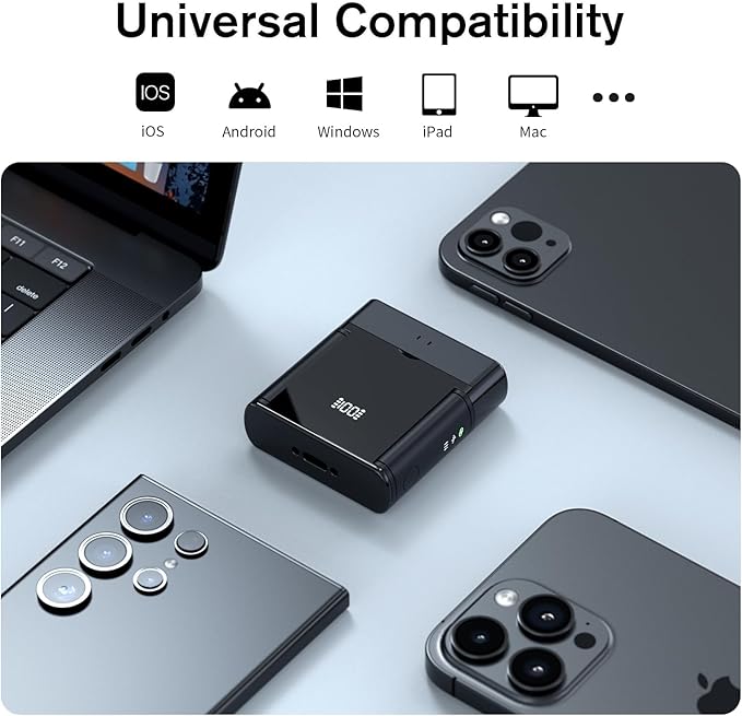 Rythflo Wireless Lavalier Microphone for iPhone/Android/iPad (2 TX + 2 RX + Charging Case), Mini Mic with Noise Reduction, 22H Battery, 131ft Range, Lapel Microphone for Video Recording, Vlog