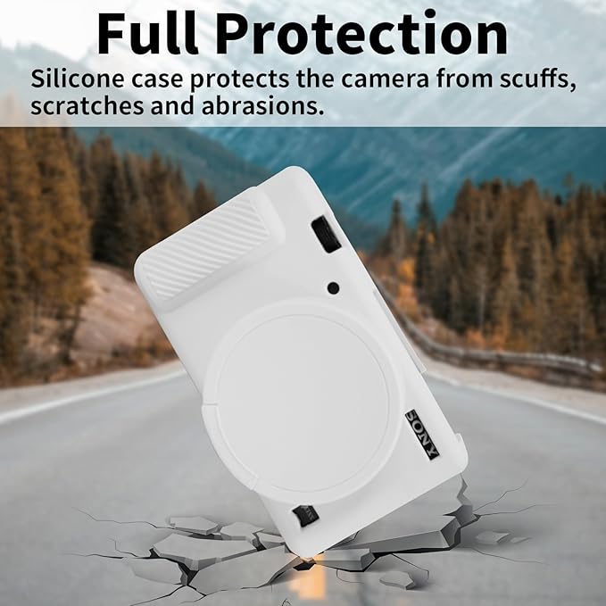 Camera Case for Sony ZV-1, ZV1 Camera Cover Silicone Camera Sleeve Body Skin Protective Case with Removable Lens Cap for Sony ZV 1 Digital Camera,White