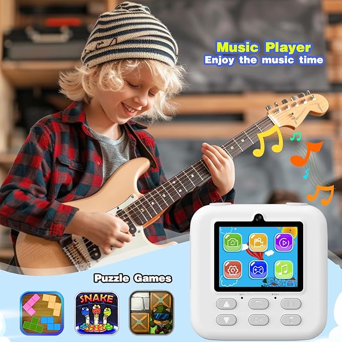 masterbee Kid Camera Instant Print Photo, Birthday Gifts for Girls and Boys, Kids Digital Camera Toys, 1080P HD Video, 3 4 5 6 7 8 9 10 11 12 Year Old Boy Gifts/Girl Gifts
