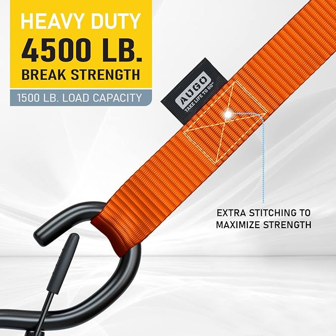 Soft Loop Tie Down Straps - 1,500 Load Capacity & 4,500 Lbs Breaking Strength - 6 Pack - Loops for Securing ATV, UTV, Motorcycles, Scooters, Dirt Bikes, Lawn & Garden Equipment - by AUGO