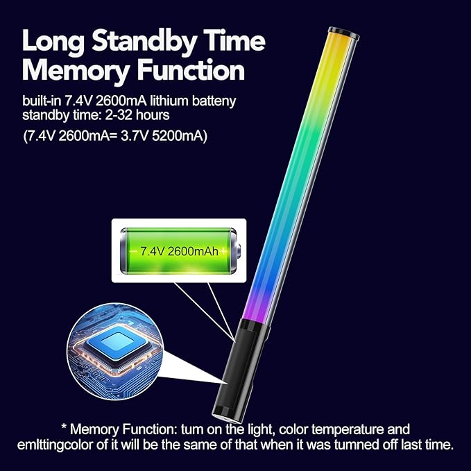 NA430 PRO RGB Light Wand Video Selfie Handheld Light Stick APP Control 2500k-9900K 24 Effects 2600mAh Rechargable for Photography Studio (NA430 PRO)