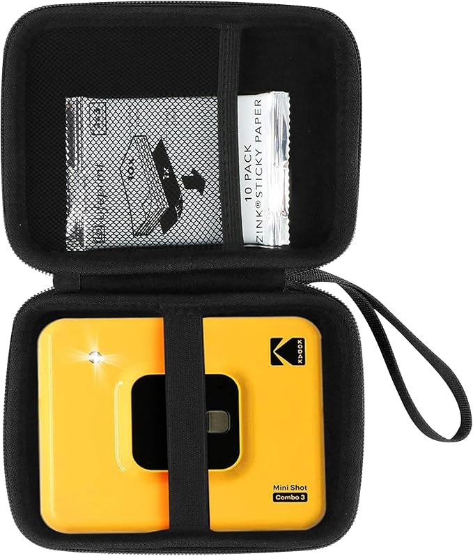 Aenllosi Hard Carrying Case for Kodak Mini Shot 3 Retro/Square Printer, Film Cartridge Holder (Case Only, Black & Yellow)