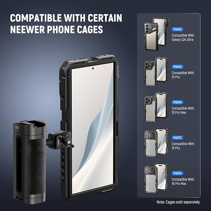 NEEWER Quick Release Side Handle with Bluetooth Remote Shutter Release, Cold Shoe, USB C Charging, Contoured Grip for Phone Cage Compatible with iPhone 16 Pro Max 15 Pro Max S24 Ultra, PA005E PRO