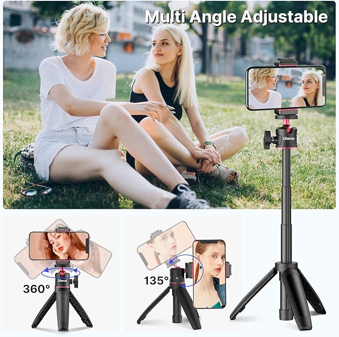 ULANZI MT-08 Extension Pole Tripod, Mini Selfie Stick Tripod Stand Handle Grip f Osmo Pocket3 Xtra Muse iPhone 17 11 Pro Max Smartphone Canon G7X Mark III Sony ZV-1 RX100 VII A6400 A6600 Cams Vlogging
